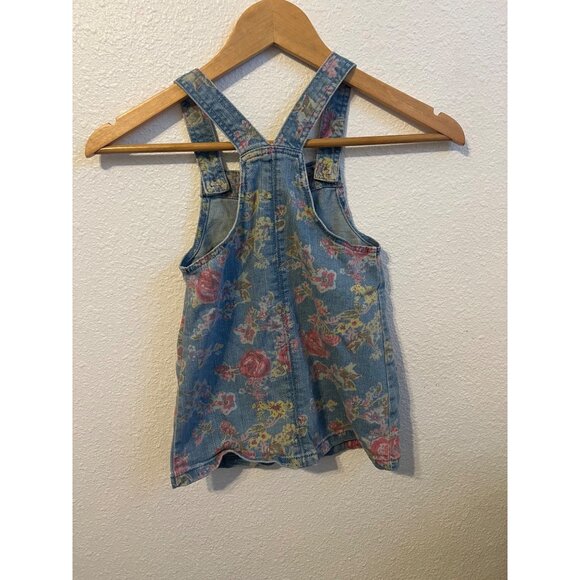 Toddler Girl floral print denim jumpsuit skirt button down 3T - Picture 5 of 5